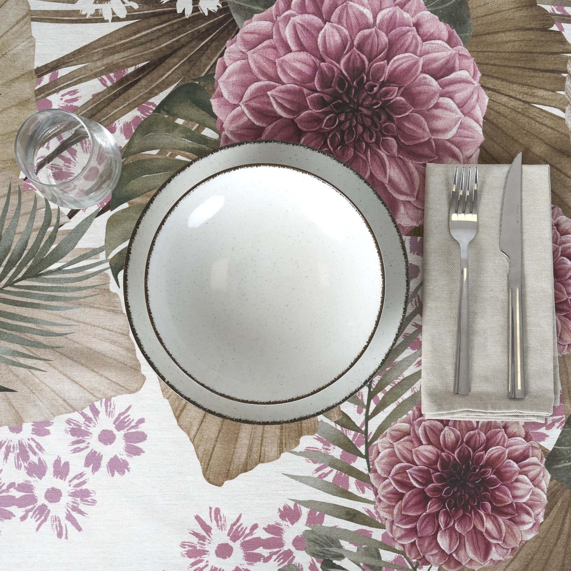 Nappe en tissu 100% coton Dahlias