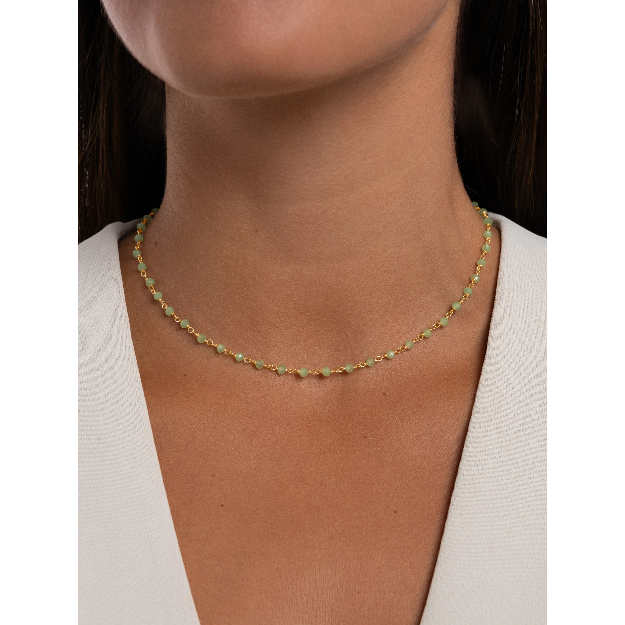 Collana Jade Crystals Argento Placcato Oro