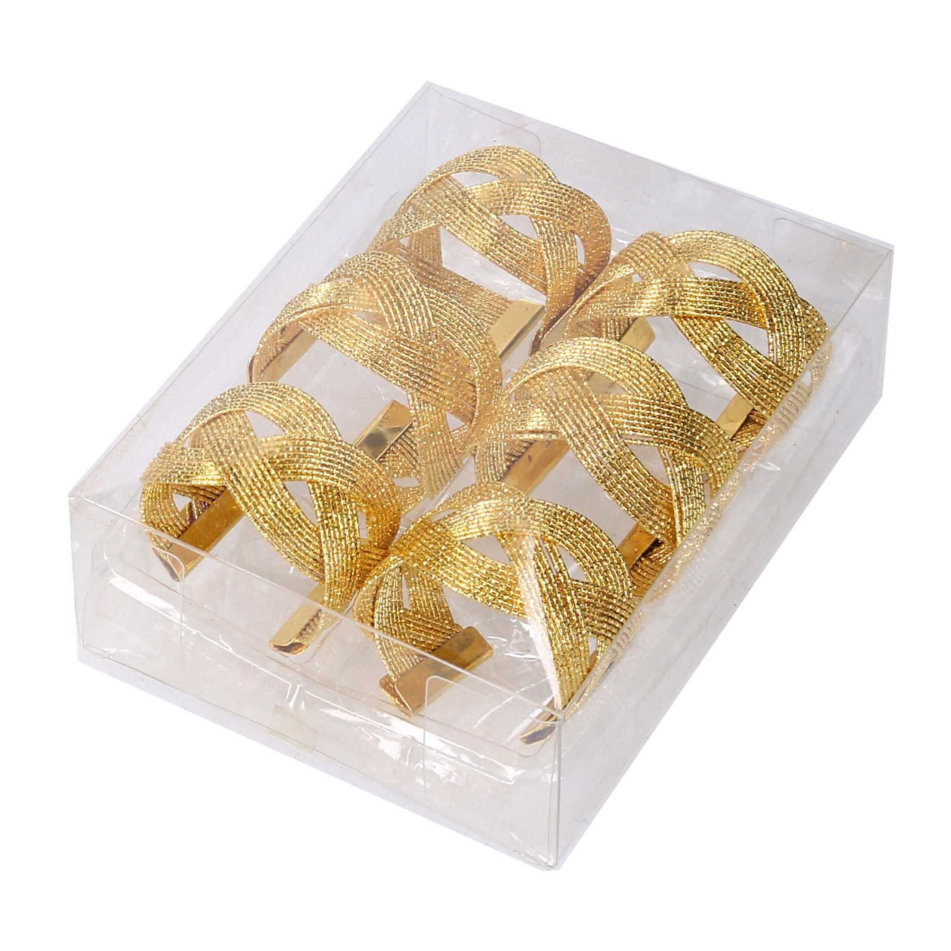 Set di 6 portatovaglioli in metallo oro cm15x11,5h5