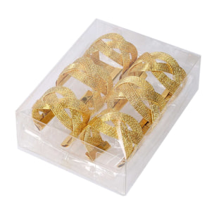 Set di 6 portatovaglioli in metallo oro cm15x11,5h5