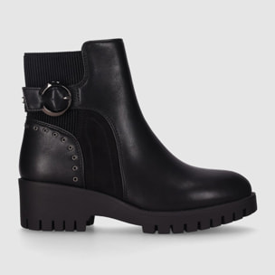 Botines de Piel Sintética - Negro - Tacón: 3 cm
