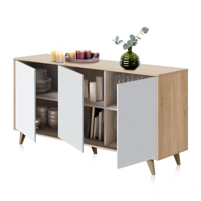 Aparador Lira Blanco Artik (Blanco Mate) - Roble Canadian