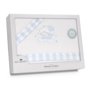 Triptico Coche Coralina D. Algodon Oso Corazones Bco/Azul