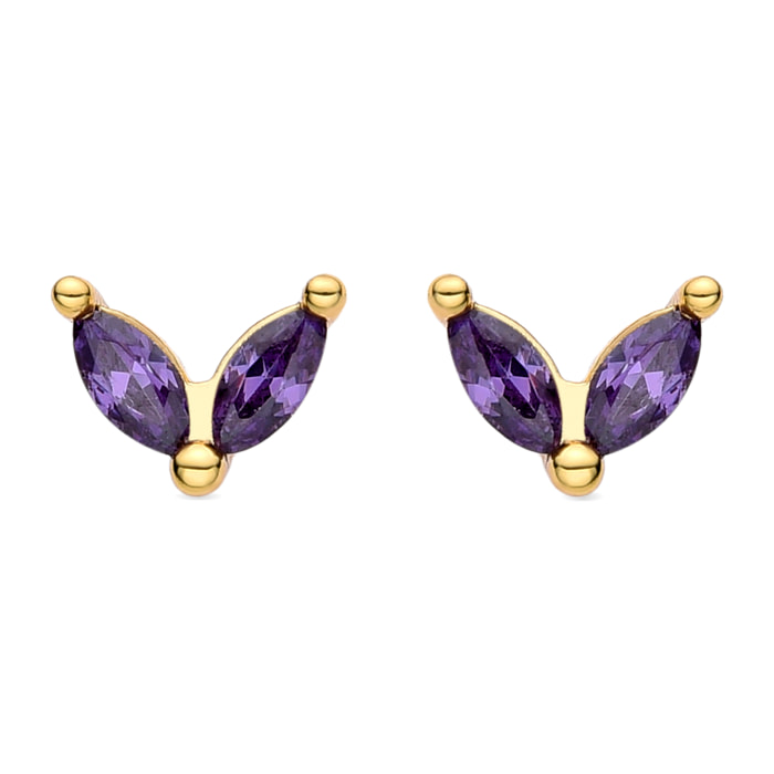 Pendientes de Circonita Amatista acabados en oro amarillo de 18K