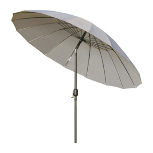 Parasol inclinable rond avec manivelle métal fibre de verre Ø 2,55 m polyester haute densité gris