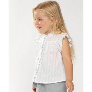 Blusa flor y raya verde