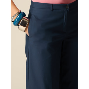 Oltre - Pantaloni cropped misto cotone - Blu