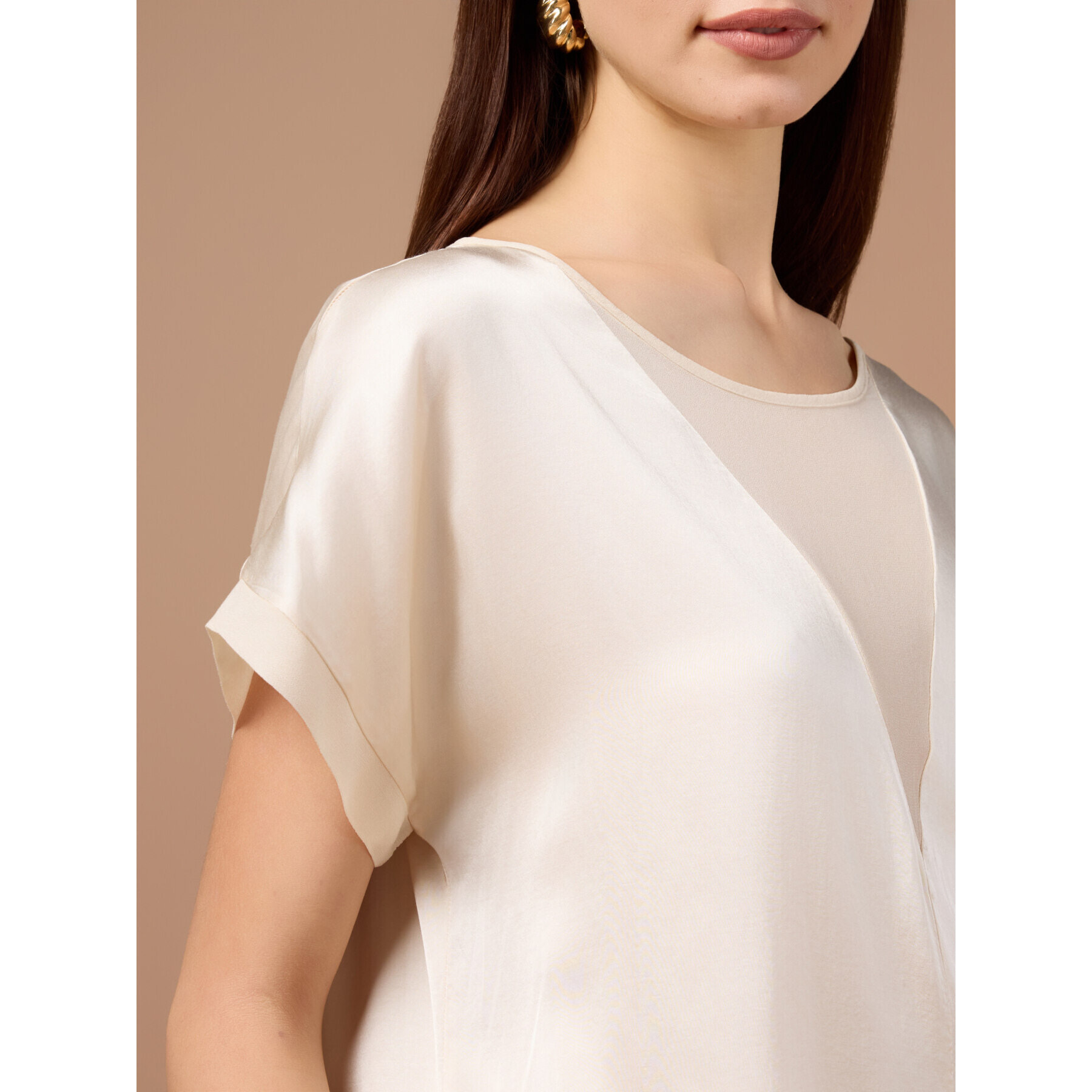 Oltre - Blusa con inserto transparente - Blanco