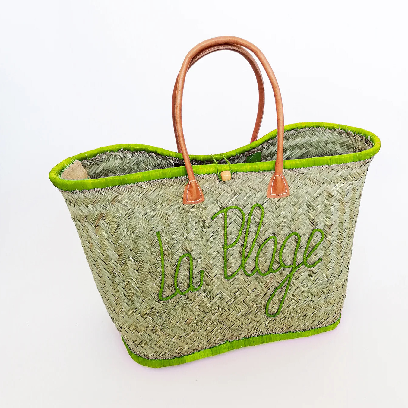 Panier artisanal de Madagascar - Pasika GM Vert Anis