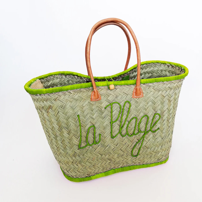 Panier artisanal de Madagascar - Pasika GM Vert Anis
