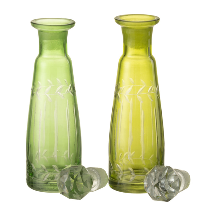 J-Line carafe Feuil - verre - vert - medium - 2 pièces