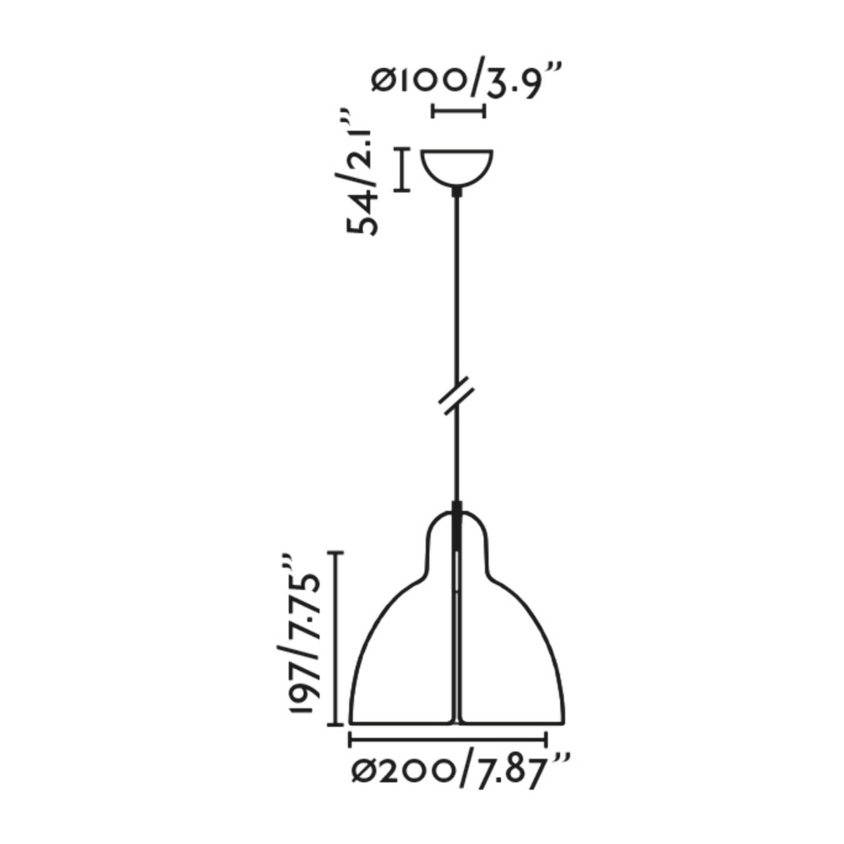 VENICE 200 Lampe suspension noire