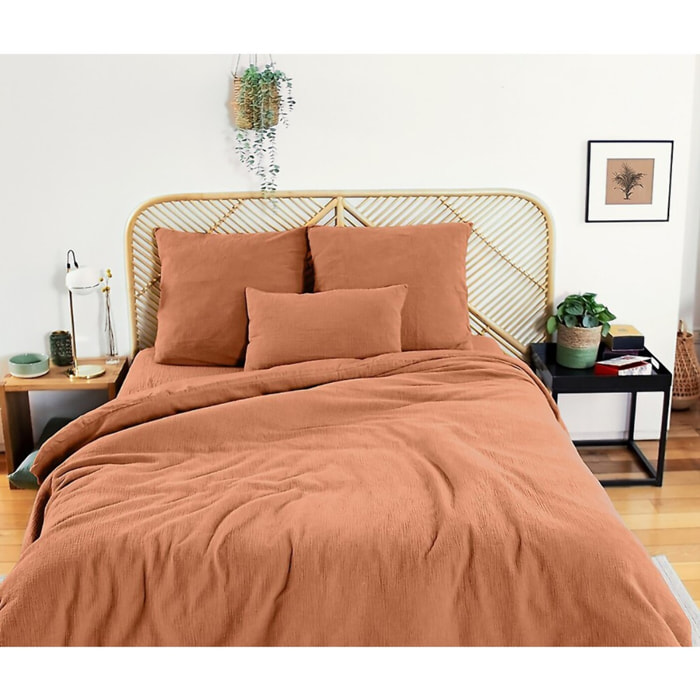 Parure housse de couette 3PCS en Gaze de coton 57 fils CARAMEL