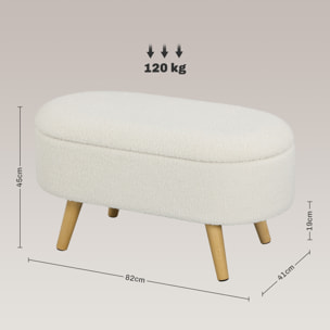 Banquette coffre style nordique bois bouclettes blanc
