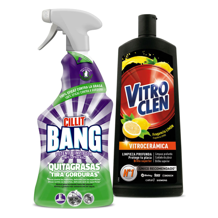 PACK CILLIT BANG QUITAGRASAS 750ML + VITROCLEN LIMON 450ML