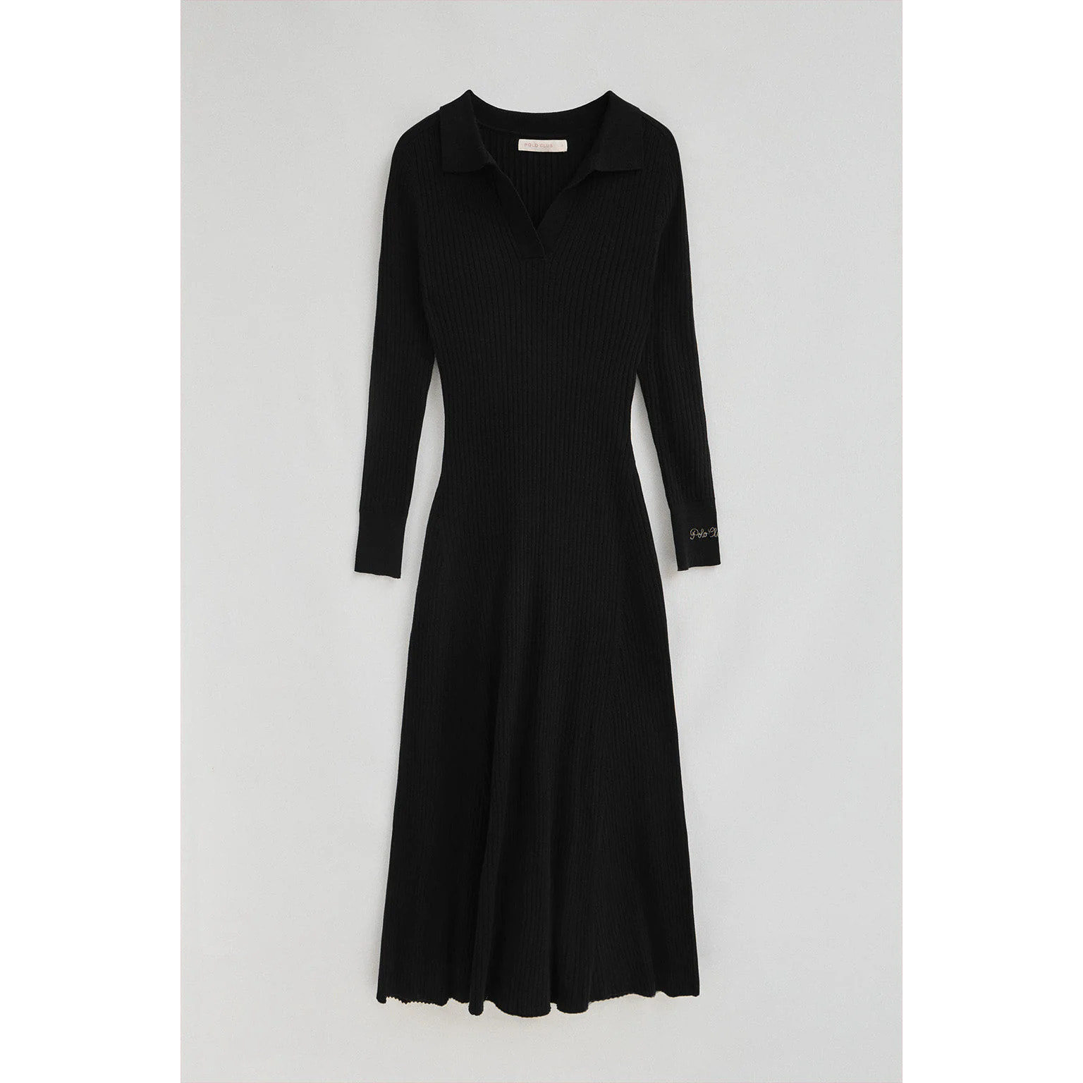 Vestito midi in filo nero con logo Polo Club