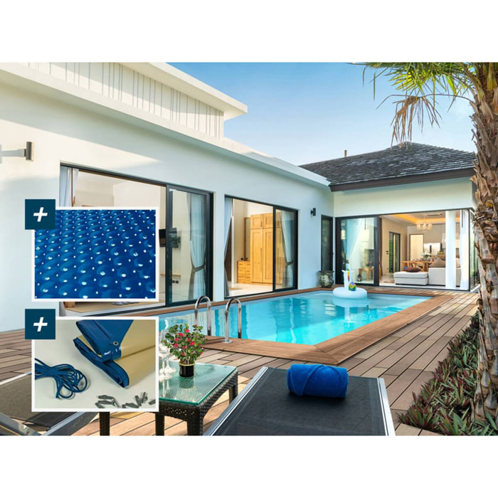 Piscine bois rectangle " Aruba 120 "- 5.00 x 3.00 x 1.24 m + Bâche à bulles 180 µ - Bâche hiver 280 g/m²