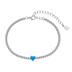 CUCO Pulsera de plata con piedra azul central 16 cm