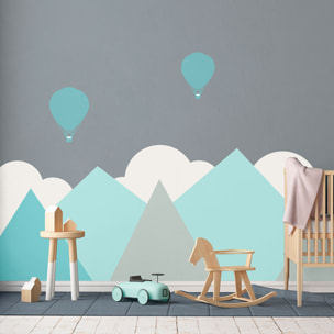 Stickers muraux enfants - Décoration chambre bébé - Autocollant Sticker mural géant enfant montagnes scandinaves OSLO