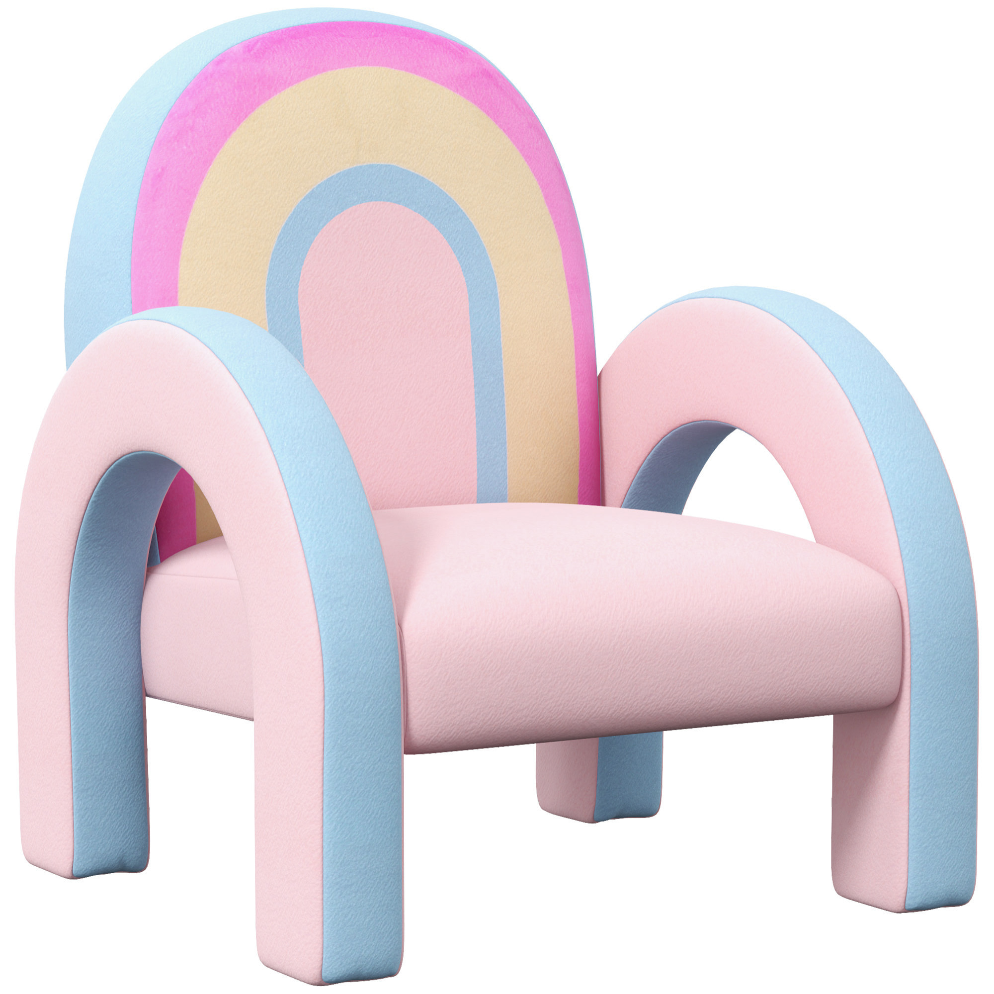 Sillón para Niños Pequeños en Forma de Arco Iris Mini Sofá Cómodo Sillón Infantil para Niños de 1,5-5 Años para Dormitorio Salón Carga 45 kg 43x41x51 cm Rosa