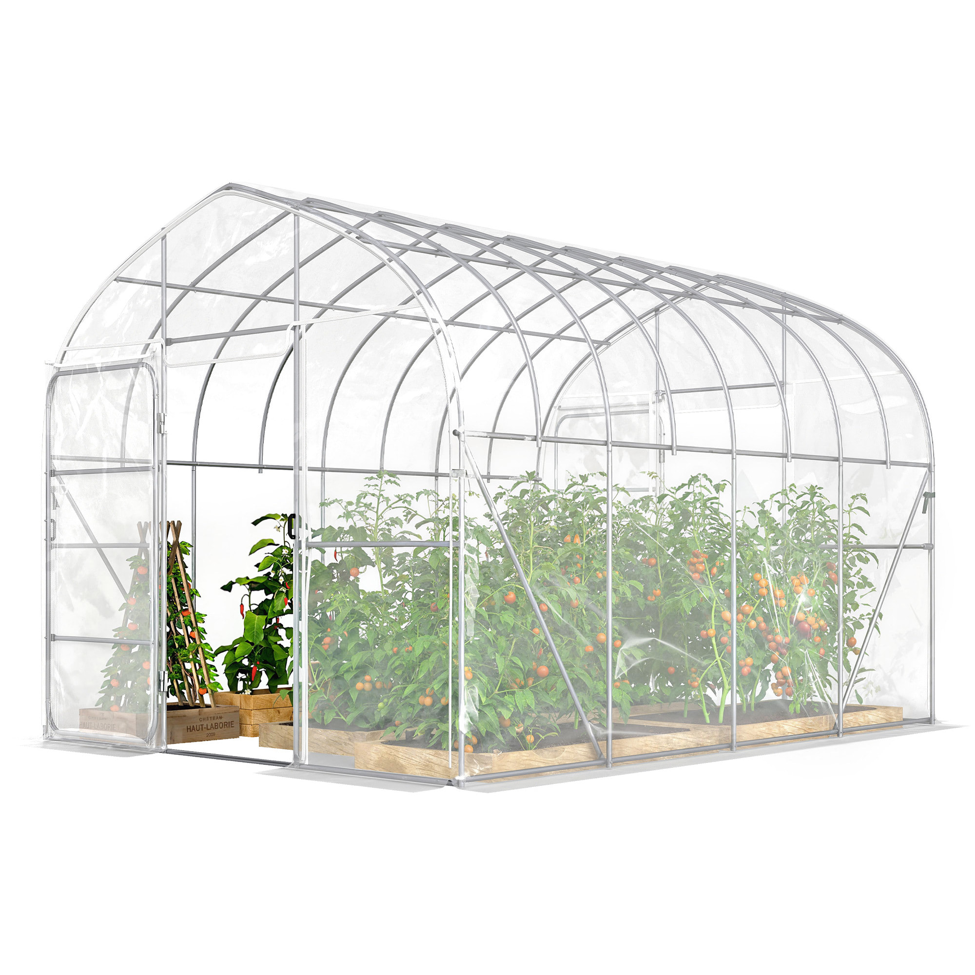 Serre tunnel jardin 12 m² - 2 portes - acier galvanisé - bâche transparente