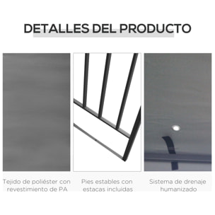 de Jardín 3x3 m Pabellón de Jardín Gazebo con Doble Techo Estructura de Acero 8 Orificios de Drenaje Resistente al Agua Carpa para Exterior Terraza Patio Gris