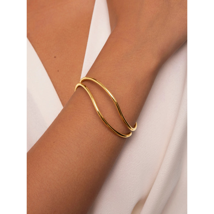 Brazalete Double Aire Acero Baño Oro