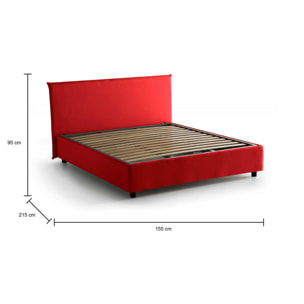 Letto matrimoniale Berenice, Letto contenitore con rivestimento in tessuto, 100% Made in Italy, Apertura frontale, adatto per materasso Cm 140x200, Rosso