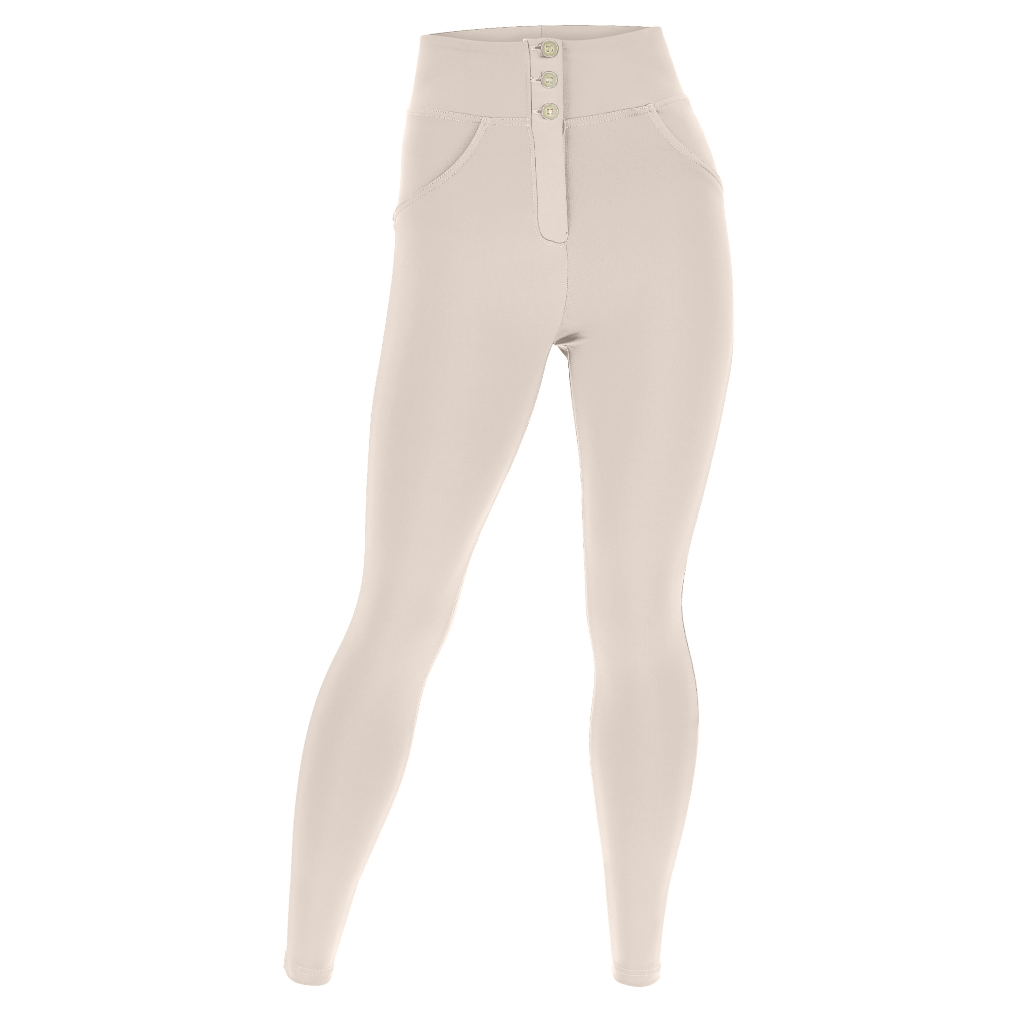 Pantaloni push up WR.UP® curvy vita alta con bottoni in cotone