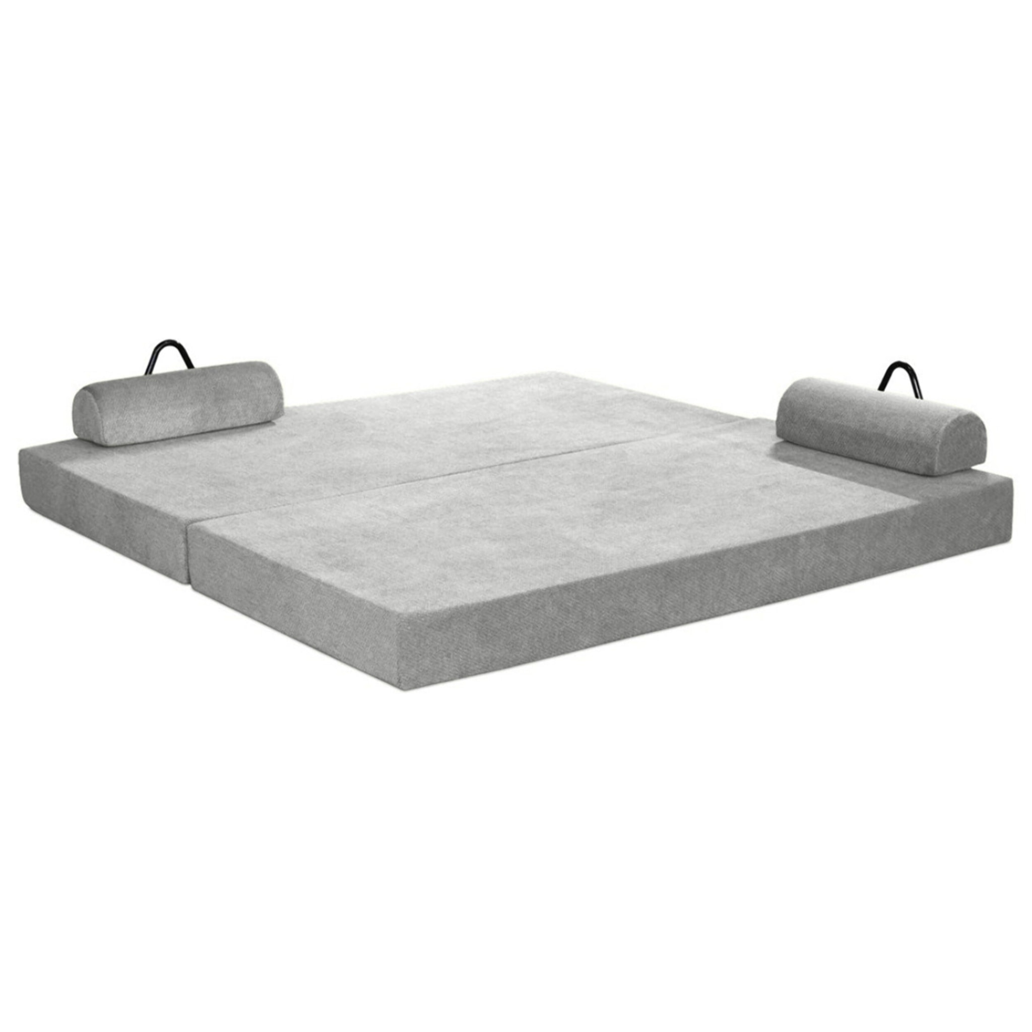 Astral - Canapé 3 places convertible en velours texturé - Gris clair