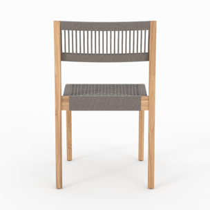 Lot de 2 chaises de jardin en bois de teck recyclé et tissage en corde - Nusa