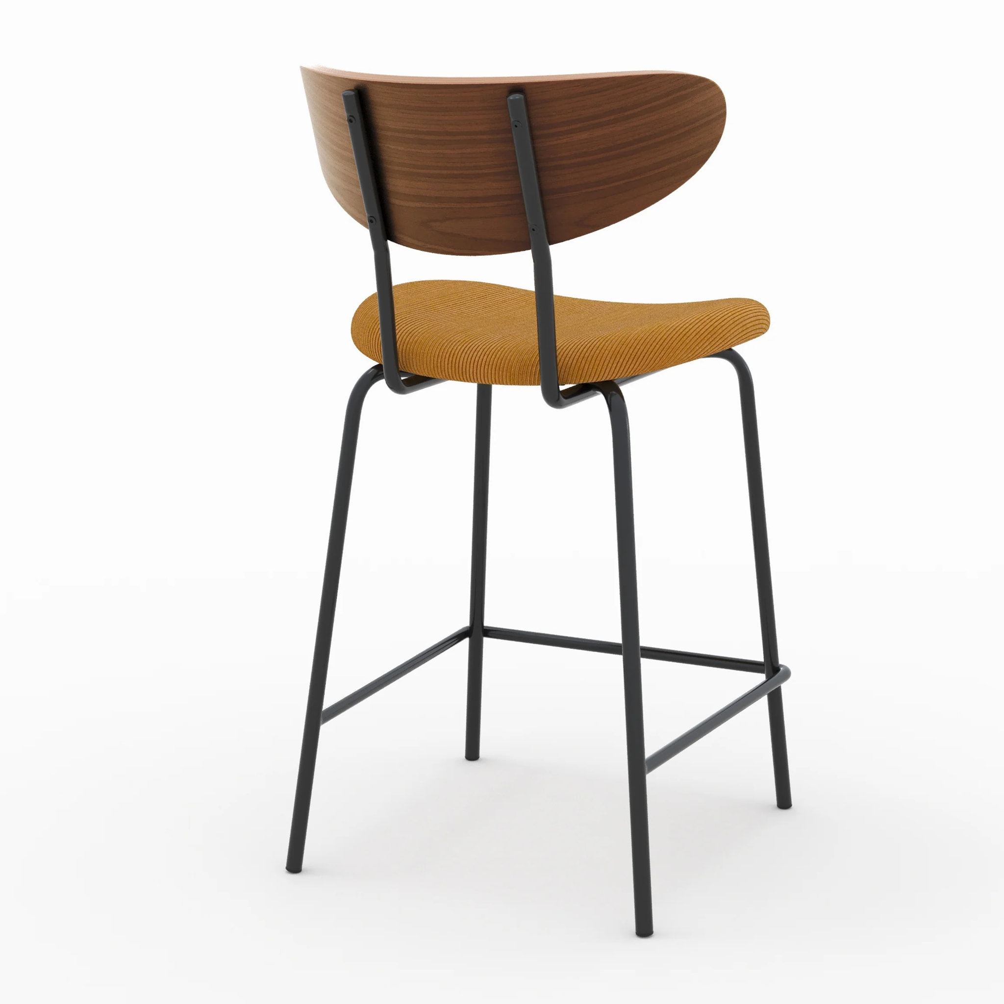 Lot de 2 chaises pour îlot central en velours côtelé jaune 64.5 cm - Jade