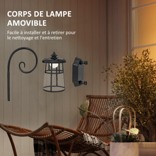 Lot de 2 appliques murales solaires LED extérieures métal ABS noir