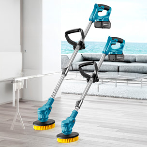 Cepillo de limpieza eléctrico con 3 cabezales y altura ajustable. Bateria litio 20,000 mah.