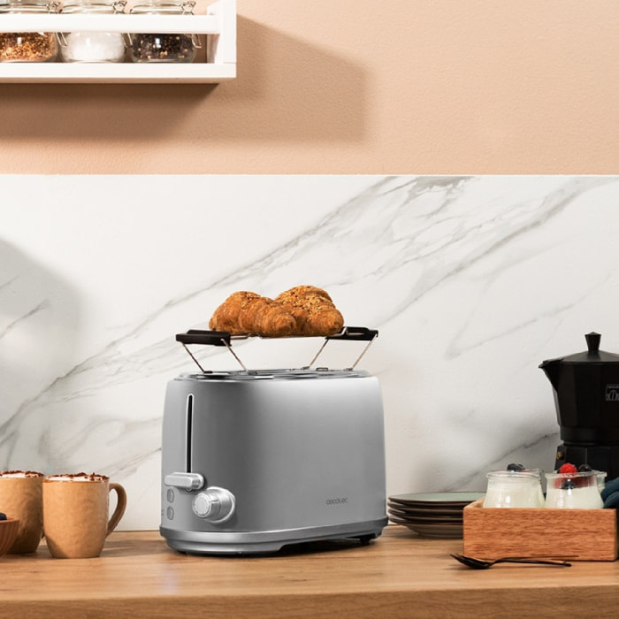 Cecotec Grille-pain vertical Toast&Taste 1000 Retro Double Inox