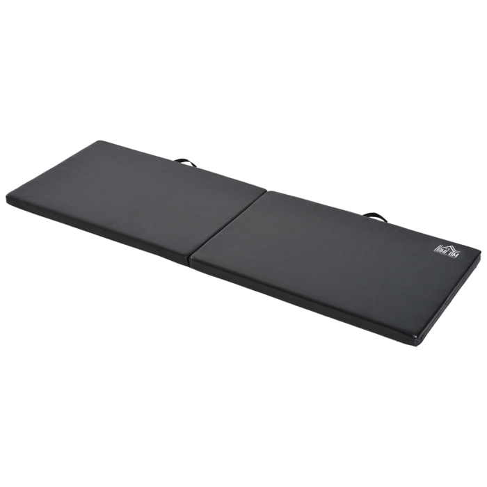 Tapis de gymnastique yoga pilates fitness pliable portable grand confort 180L x 60l x 5H cm revêtement synthétique noir