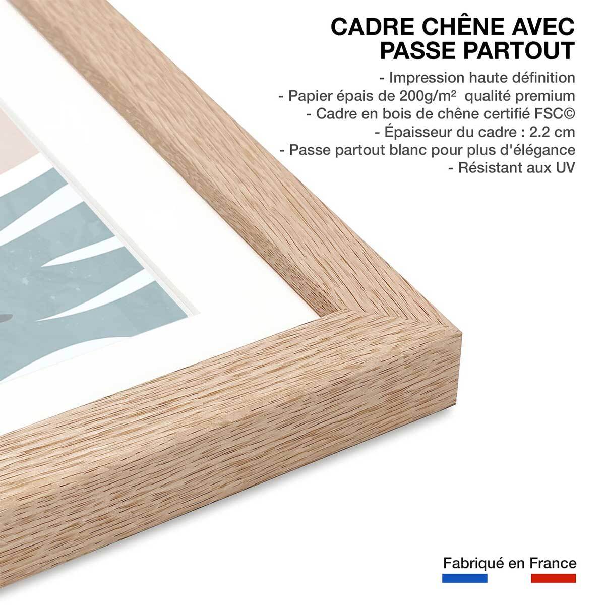 Affiche enfant scandi elephant  Affiche sous cadre bois