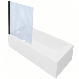 Baignoire rectangulaire Neon 170x75cm + Pare bain gauche AURYS Raywall noir mat profilé gauche