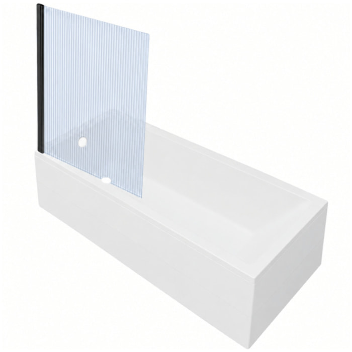 Baignoire rectangulaire Neon 170x75cm + Pare bain gauche AURYS Raywall noir mat profilé gauche