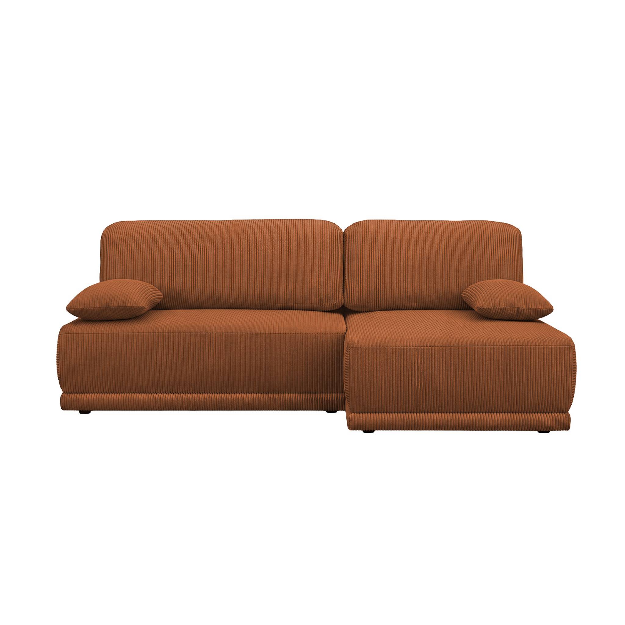 Banquette canapé d'angle droit convertible 3 places velours côtelé avec coffre NELSON
