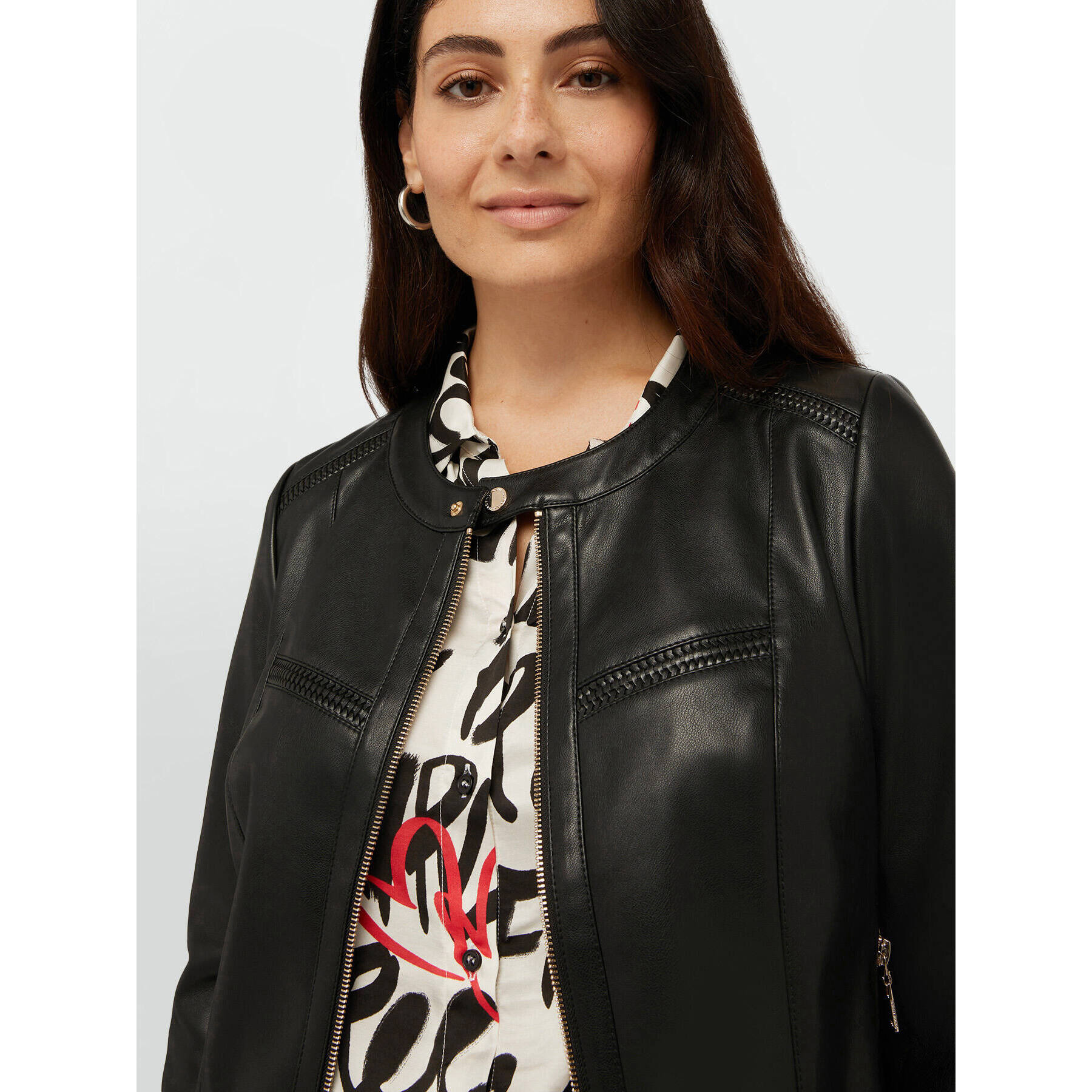 Fiorella Rubino - Chaqueta biker con aplicaciones trenzadas - Negro