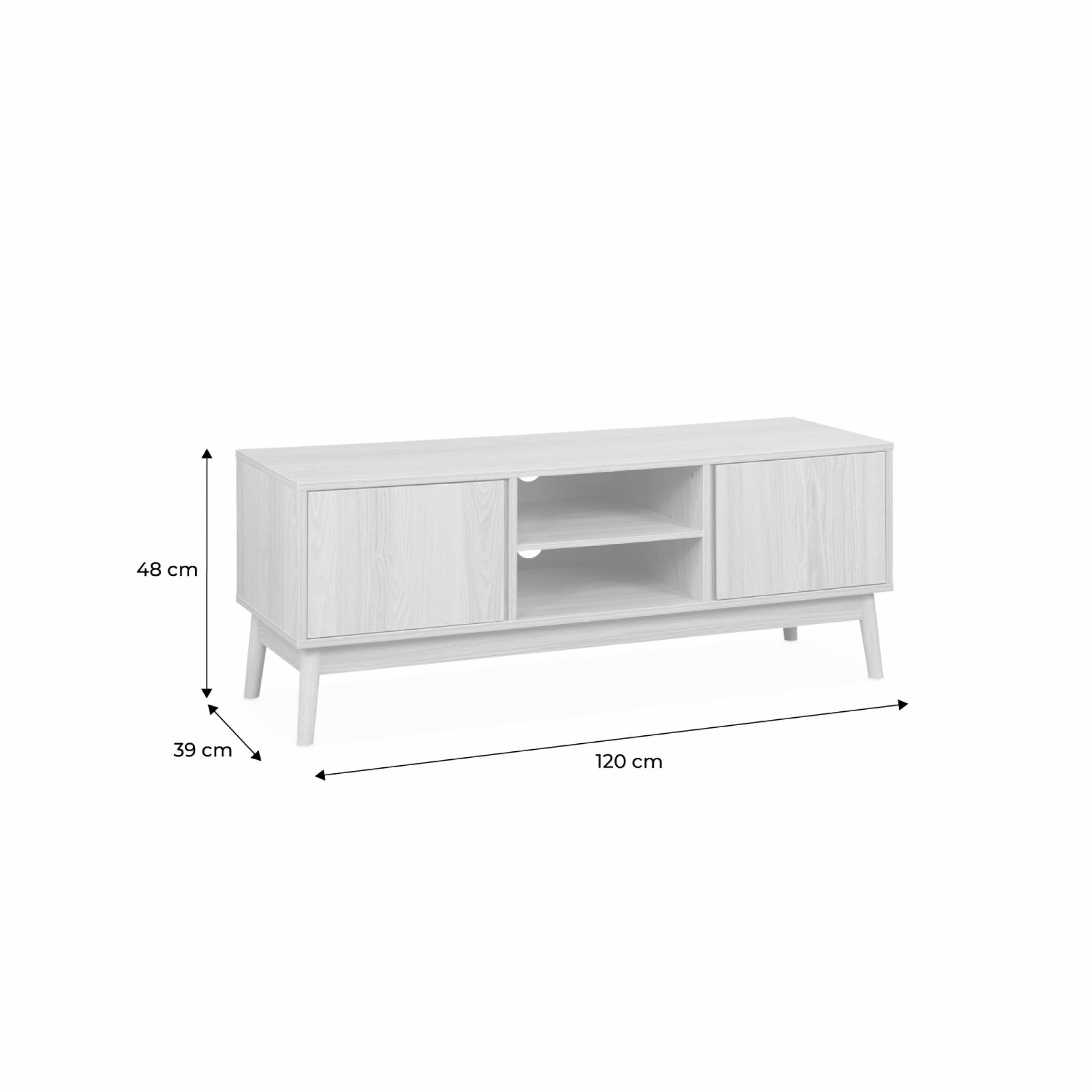 Meuble TV décor bois 2 portes L 120 x l 39 H 48cm - Dune