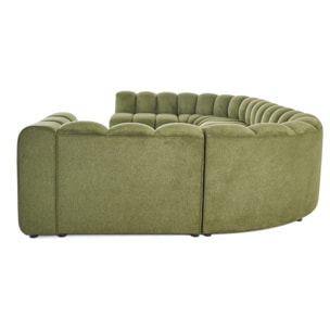 Debbie - canapé modulable panoramique d'angle gauche 7 places en tissu texturé - Vert