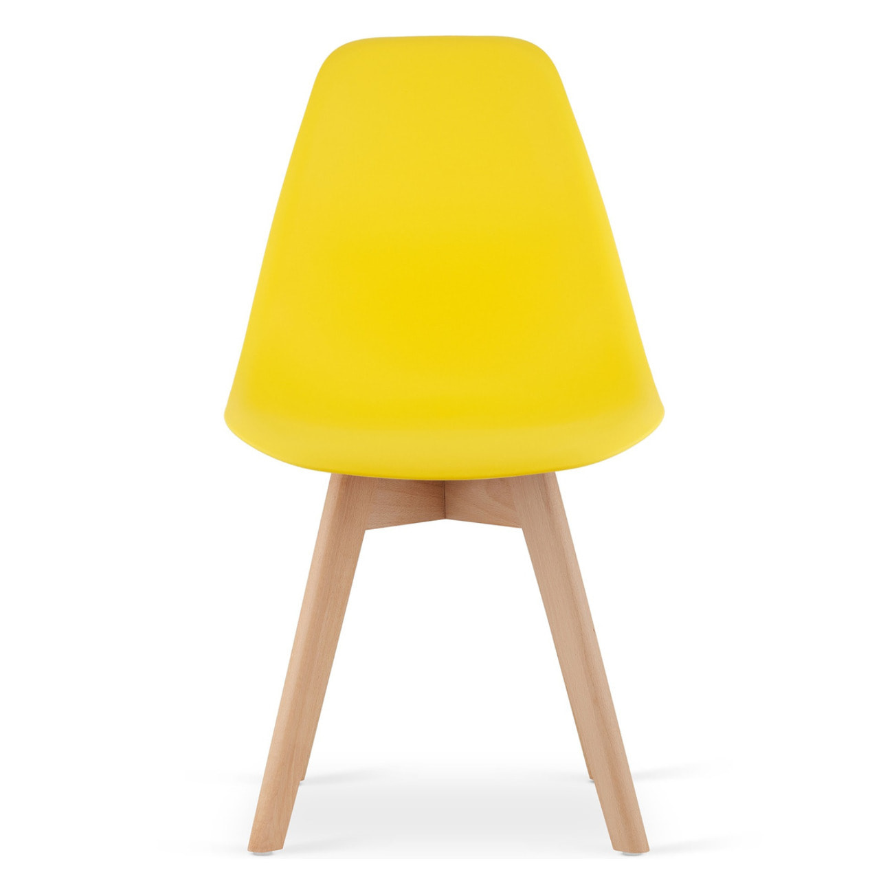 Set di 3 Sedie Kito in Polipropilene Giallo con Gambe in Legno di Faggio