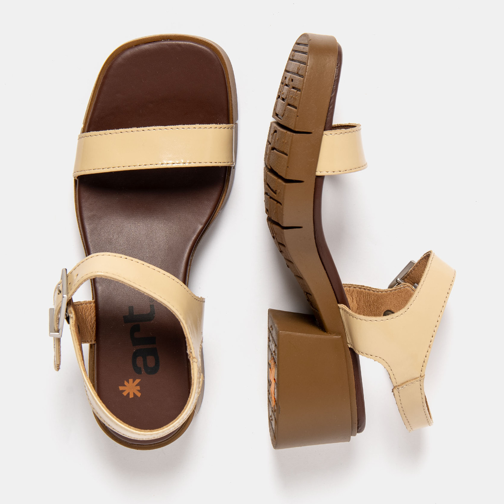 Sandalias con tacón 2060 NAPPA SHINNY CHAMPAGNE / VARSOVIA color Champagne