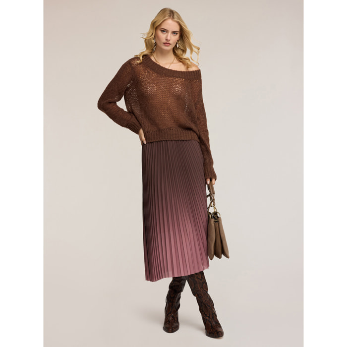 Motivi - Gonna plissé midi sfumata - Marrone