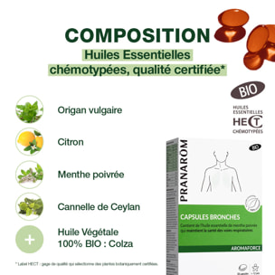 Pranarom - Capsules bronches aux Huiles Essentielles - Bio - 30 capsules