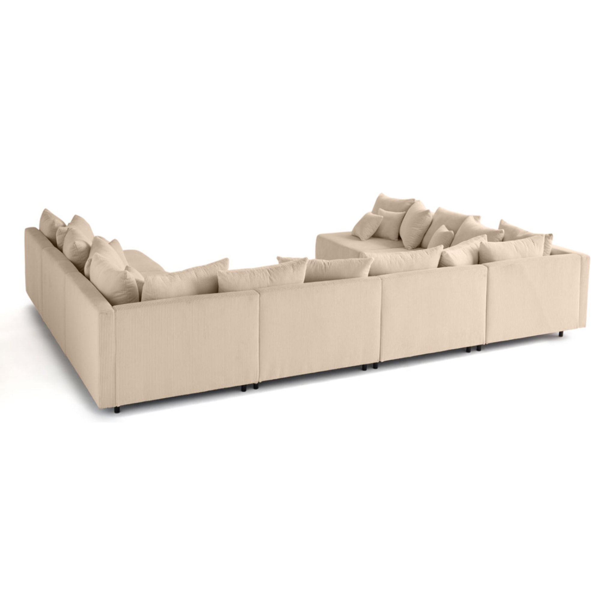 Edinburg - canapé modulable panoramique 8 places - en velours côtelé - Beige