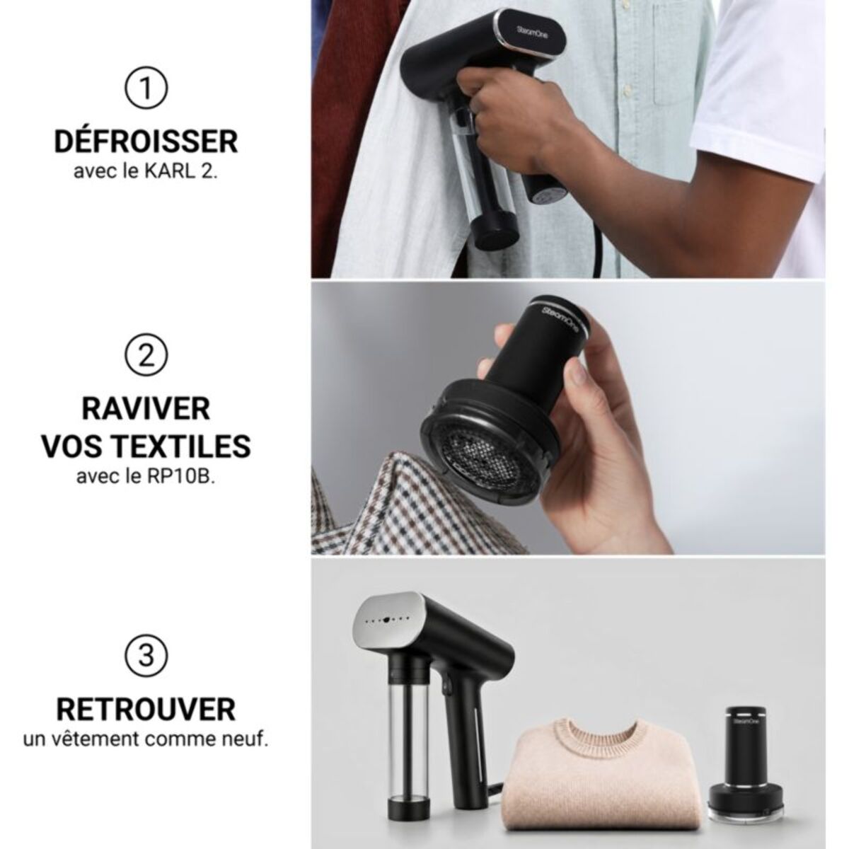 Défroisseur vapeur STEAMONE defroisseur Karl 2 + rase peluche RP10B