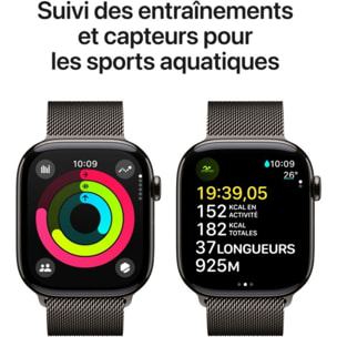Montre connectée APPLE WATCH Serie 10 46mm Titane Ardoise S/M Cell